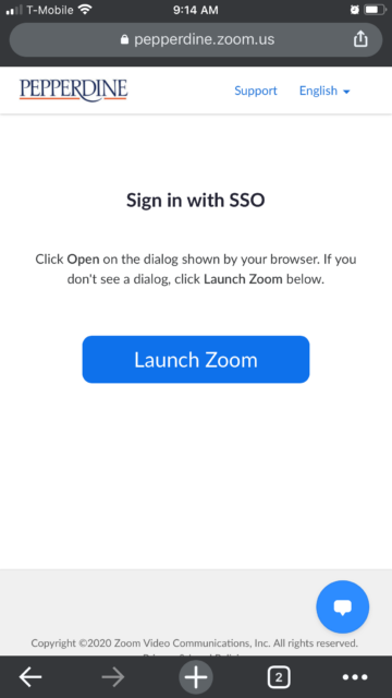 Select Launch Zoom